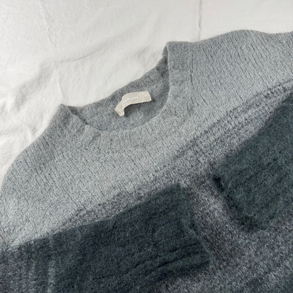 Everlane Women's Size M Gray Alpaca Merino Wool Ombre Gradient Crew Neck Sweater